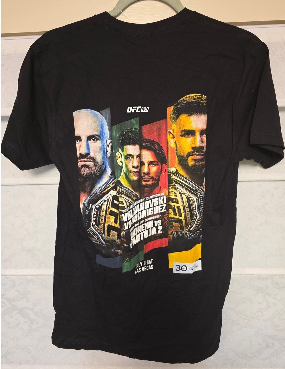 UFC 290 Mens Small Black Event T Shirt Volkanovski Rodriguez Moreno Pantoja NEW